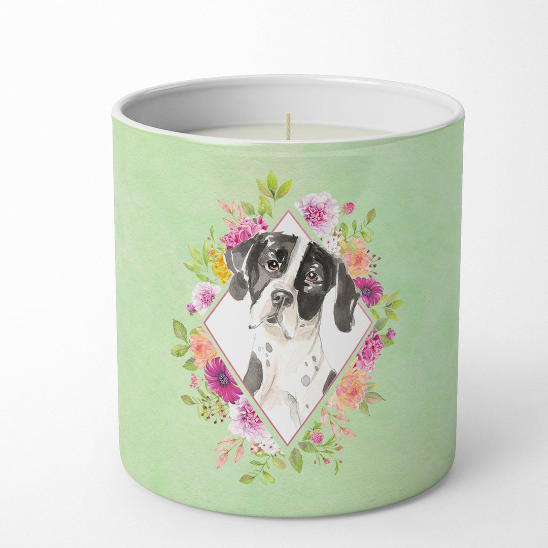 English Pointer Green Flowers 10 oz Decorative Soy Candle Image 1