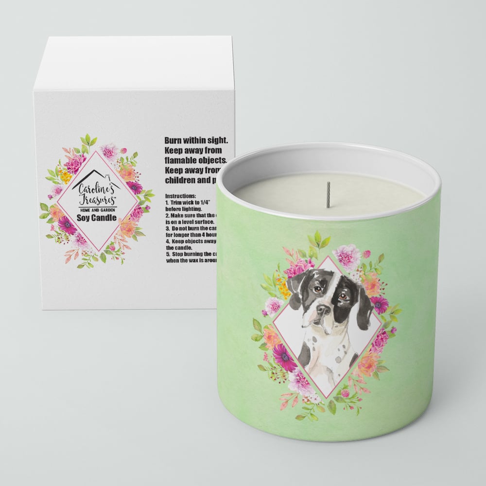 English Pointer Green Flowers 10 oz Decorative Soy Candle Image 2