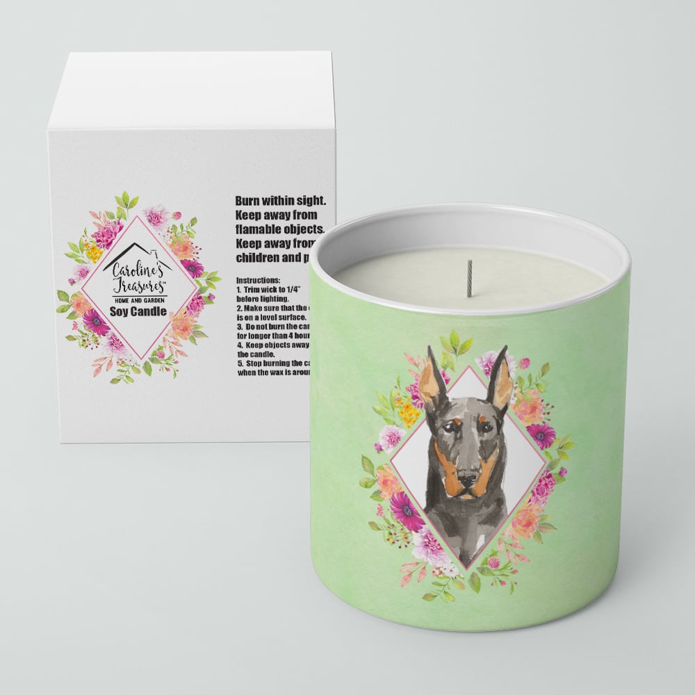 Doberman Pinsher Green Flowers 10 oz Decorative Soy Candle Image 2