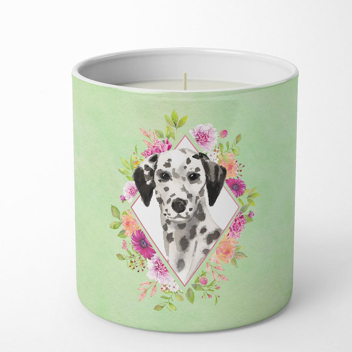 Dalmatian Green Flowers 10 oz Decorative Soy Candle Image 1