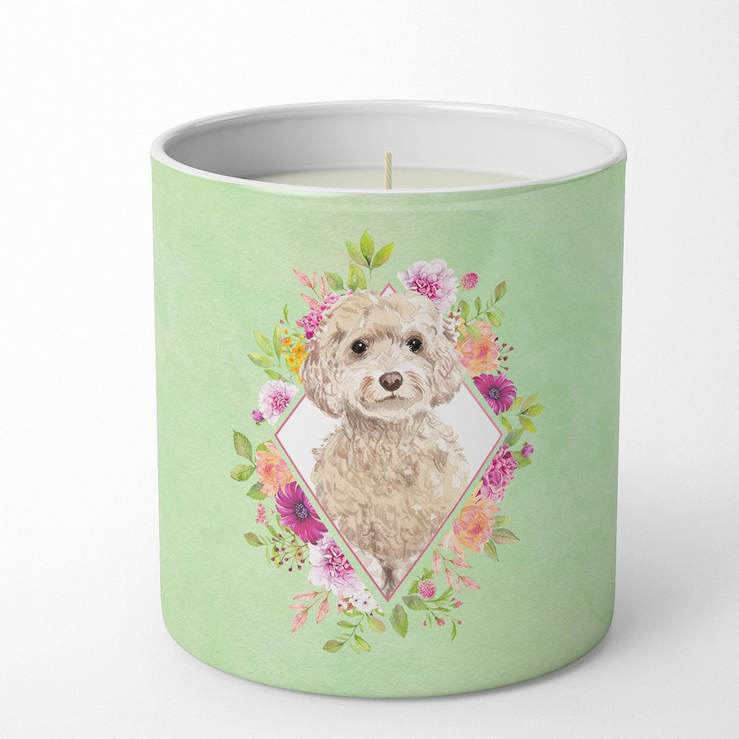 Champagne Cockapoo Green Flowers 10 oz Decorative Soy Candle Image 4