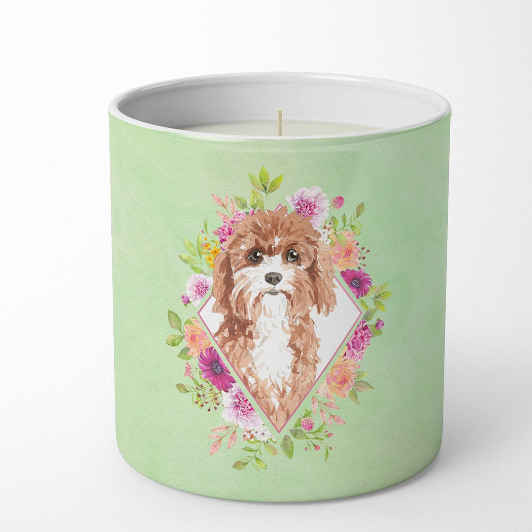 Cavapoo Green Flowers 10 oz Decorative Soy Candle Image 4