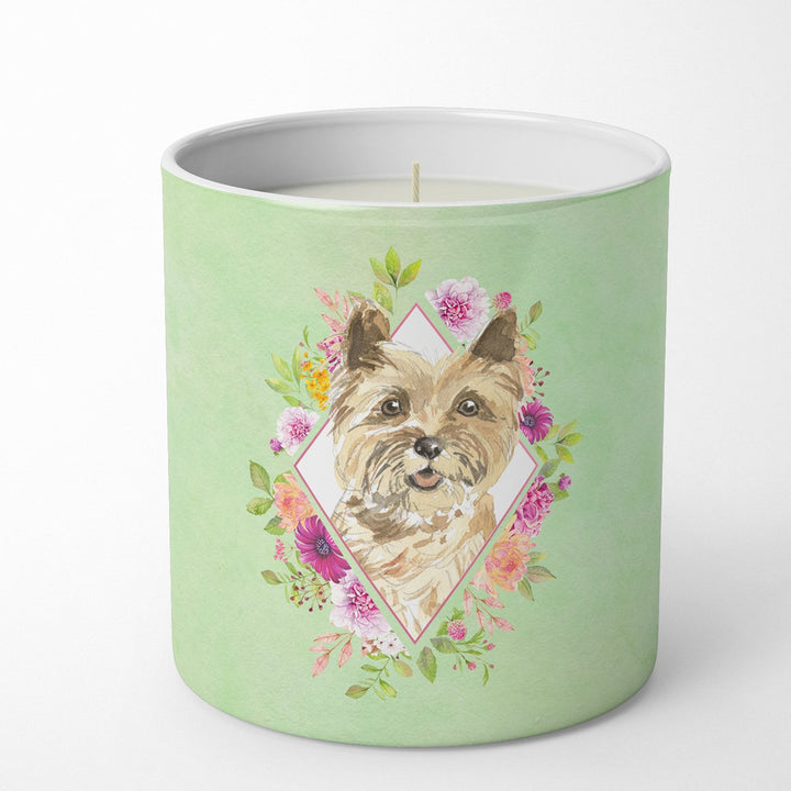 Cairn Terrier Green Flowers 10 oz Decorative Soy Candle Image 1