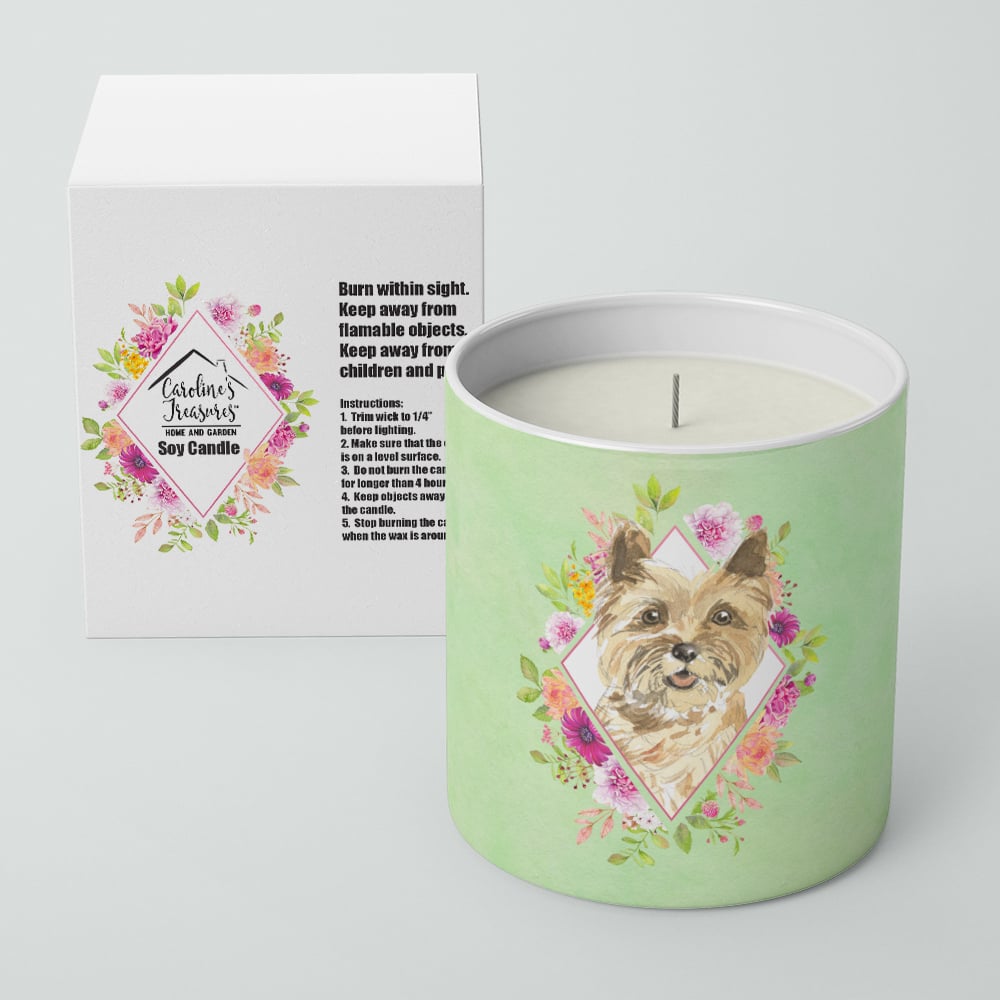 Cairn Terrier Green Flowers 10 oz Decorative Soy Candle Image 2