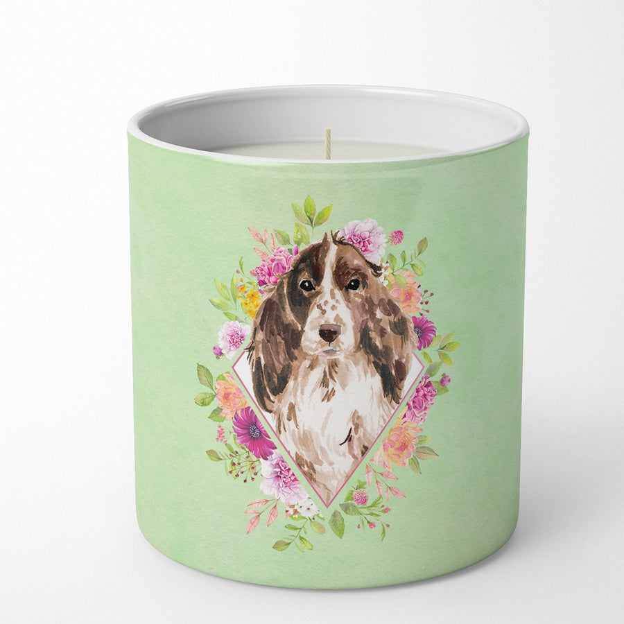 Brown Parti Cocker Spaniel Green Flowers 10 oz Decorative Soy Candle Image 1