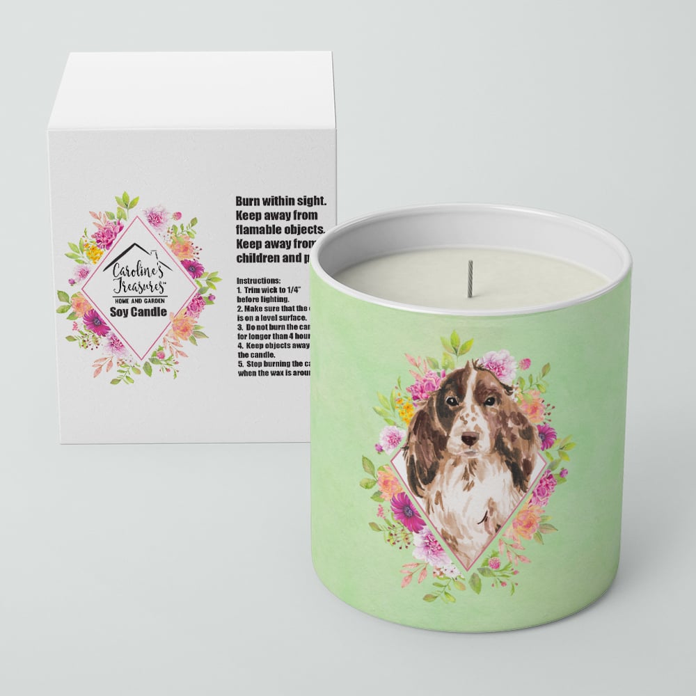 Brown Parti Cocker Spaniel Green Flowers 10 oz Decorative Soy Candle Image 2