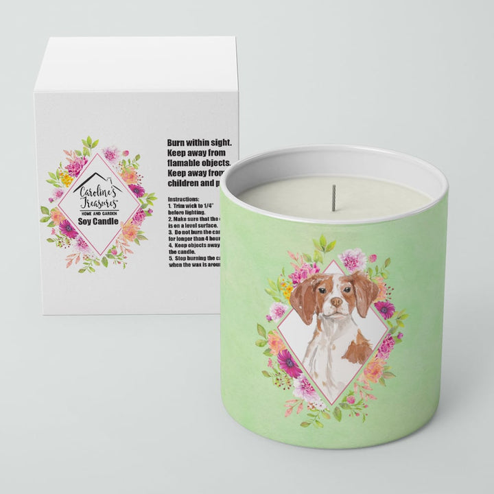 Brittany Spaniel Green Flowers 10 oz Decorative Soy Candle Image 2