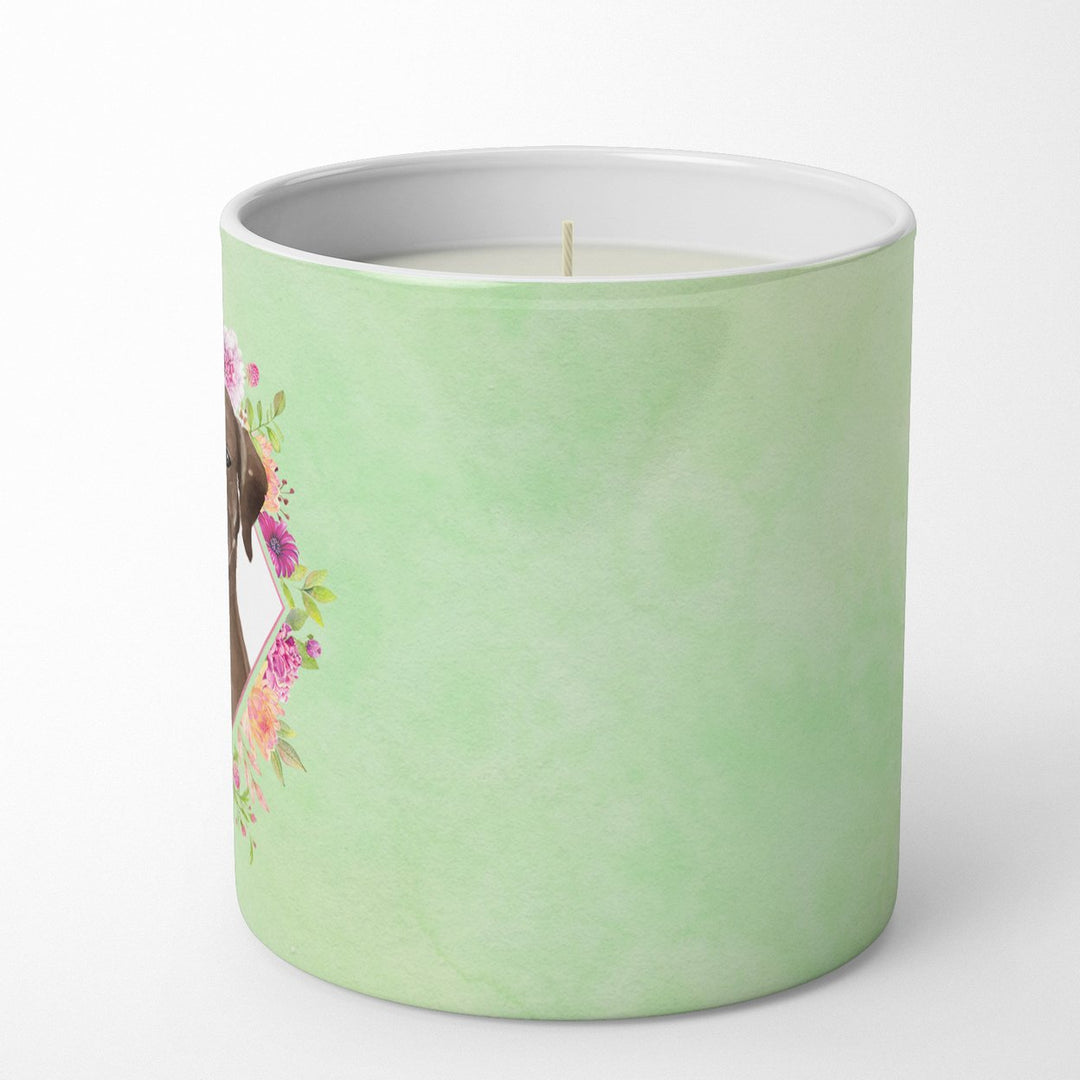 Chocolate Labrador Green Flowers 10 oz Decorative Soy Candle Image 5