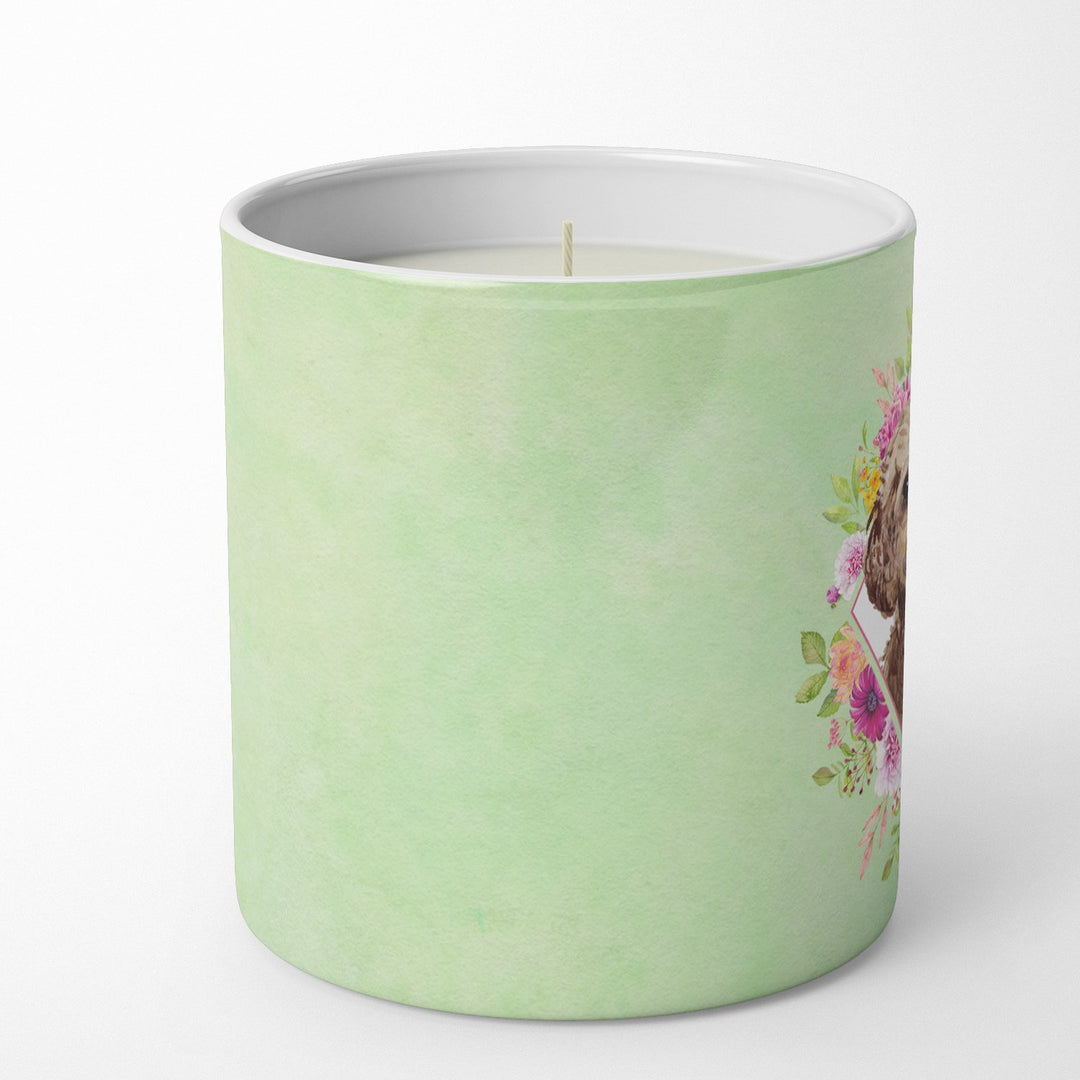 Chocolate Cockapoo Green Flowers 10 oz Decorative Soy Candle Image 3