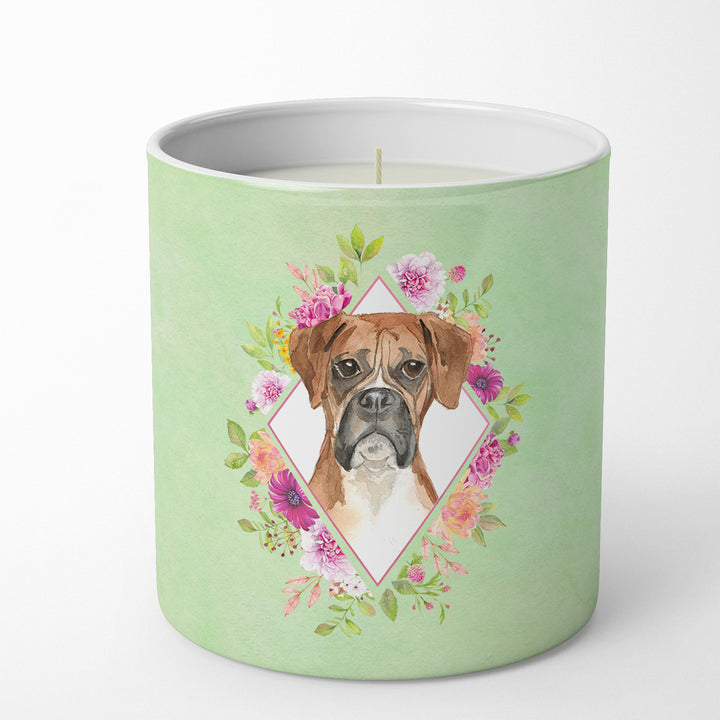 Boxer Green Flowers 10 oz Decorative Soy Candle Image 1