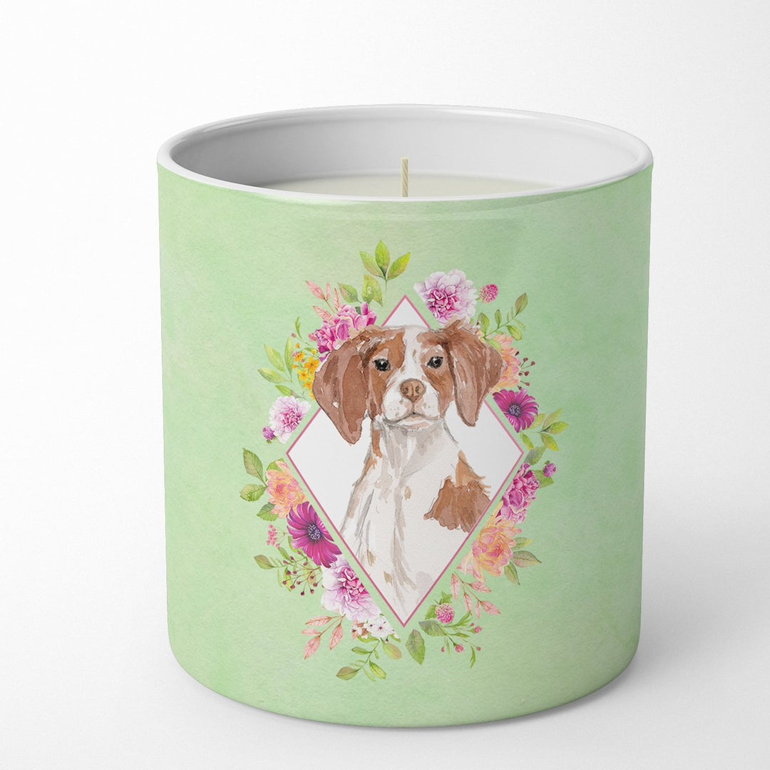 Brittany Spaniel Green Flowers 10 oz Decorative Soy Candle Image 4