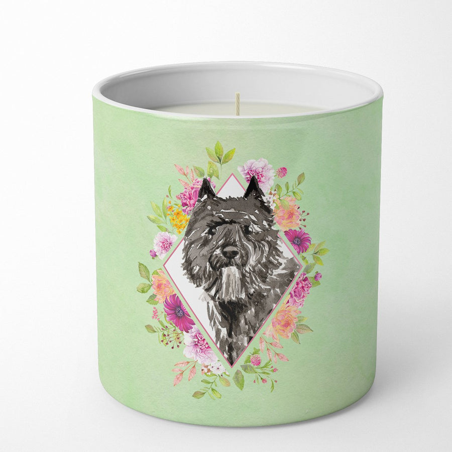 Bouvier des Flandres Green Flowers 10 oz Decorative Soy Candle Image 1