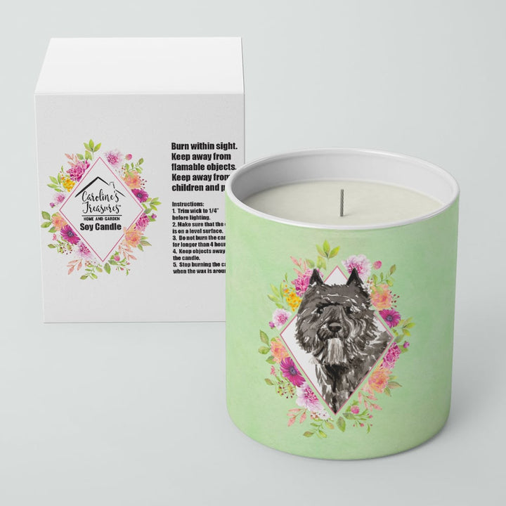 Bouvier des Flandres Green Flowers 10 oz Decorative Soy Candle Image 2