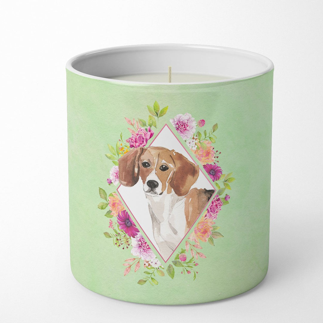 Beagle Green Flowers 10 oz Decorative Soy Candle Image 1