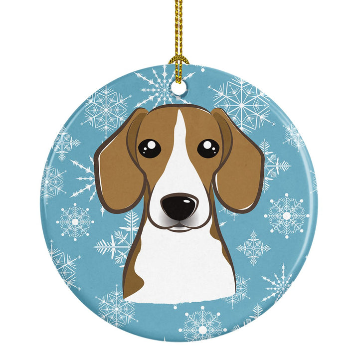 Snowflake Beagle Ceramic Ornament Image 1