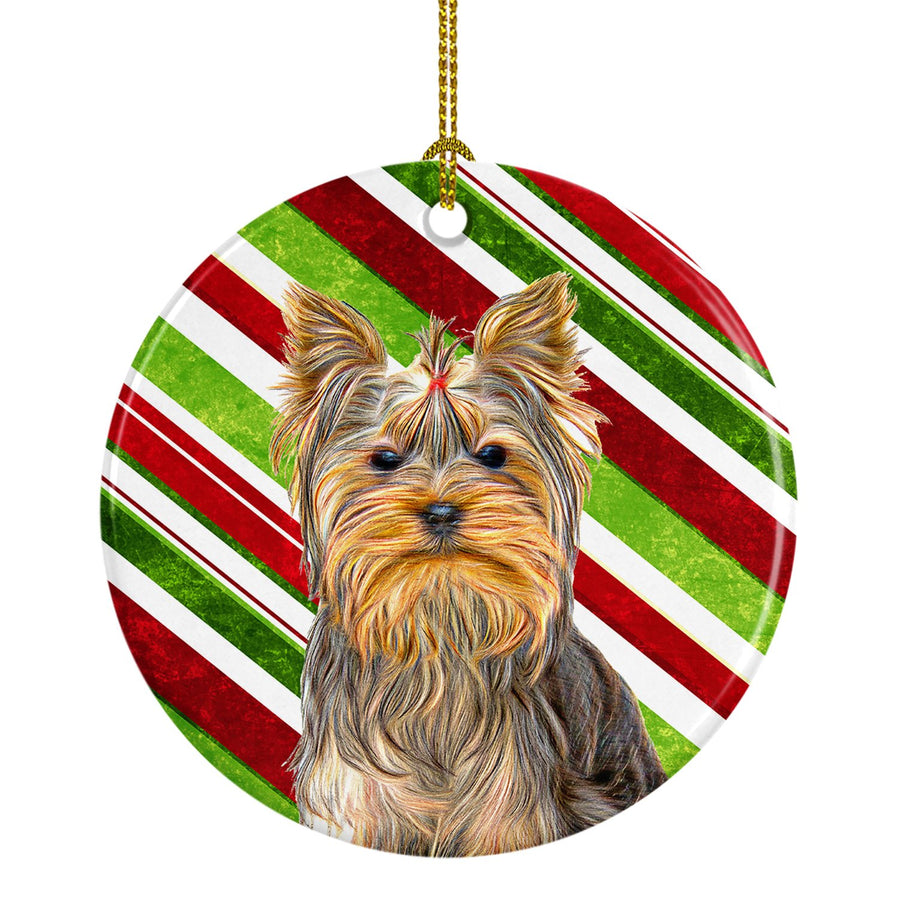 Candy Cane Holiday Christmas Yorkie Yorkshire Terrier Ceramic Ornament Image 1