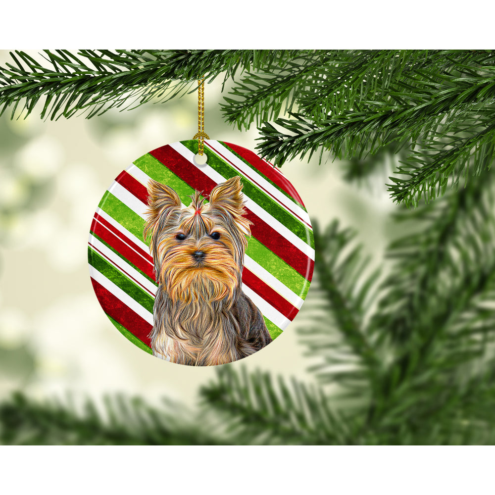 Candy Cane Holiday Christmas Yorkie Yorkshire Terrier Ceramic Ornament Image 2