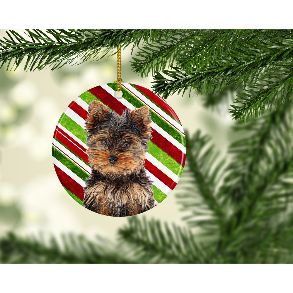 Candy Cane Holiday Christmas Yorkie Puppy Yorkshire Terrier Ceramic Ornament Image 2