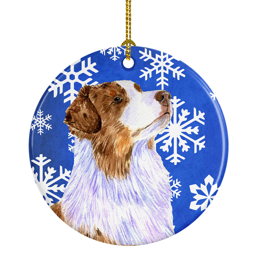 Australian Shepherd Winter Snowflake Holiday Ceramic Ornament LH9273 Image 1