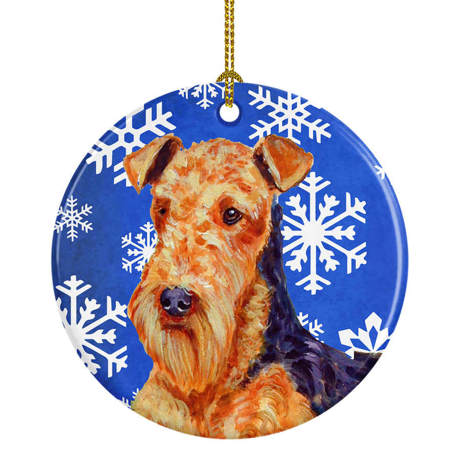 Airedale Winter Snowflake Holiday Ceramic Ornament LH9291 Image 1