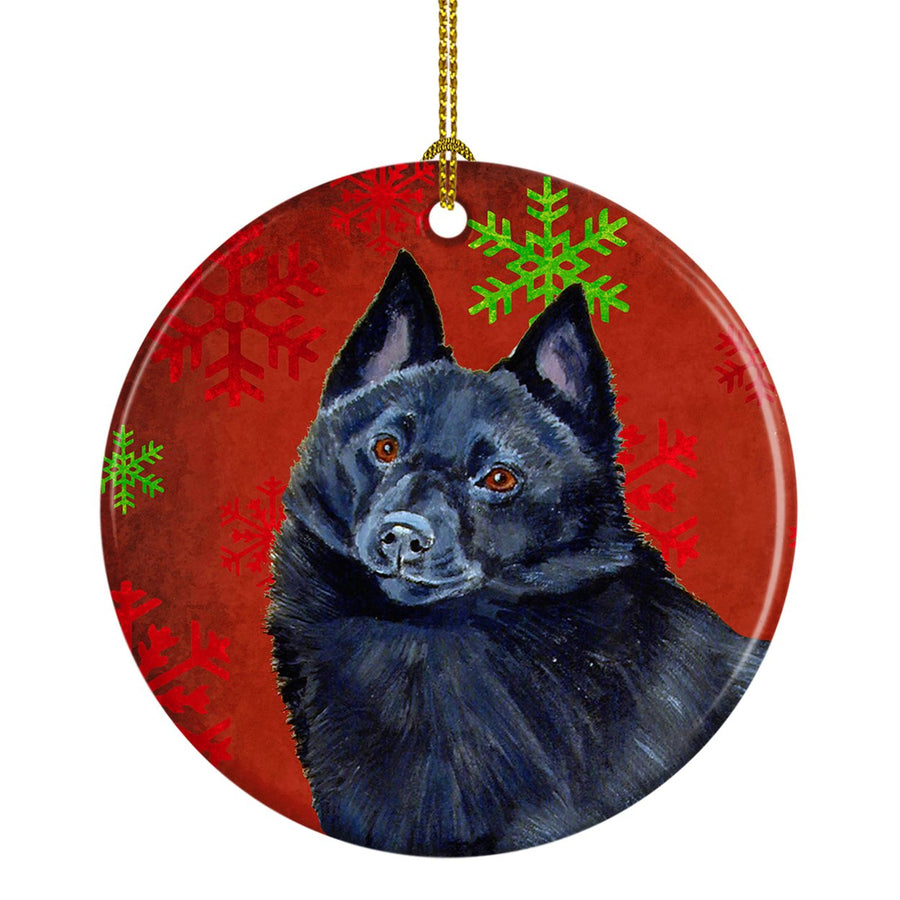 Schipperke Red Snowflake Holiday Christmas Ceramic Ornament LH9339 Image 1