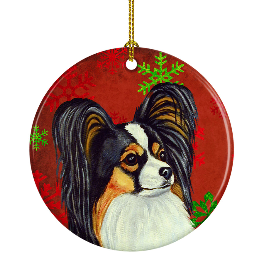 Papillon Red Snowflake Holiday Christmas Ceramic Ornament LH9345 Image 1