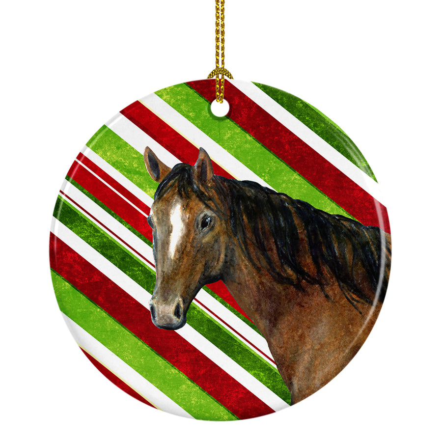 Horse Candy Cane Holiday Christmas Ceramic Ornament Image 1