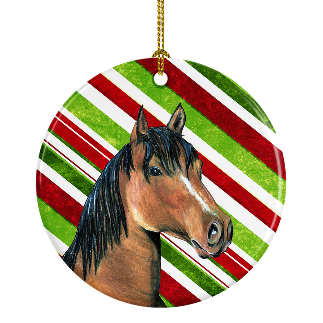 Horse Candy Cane Holiday Christmas Ceramic Ornament Image 1