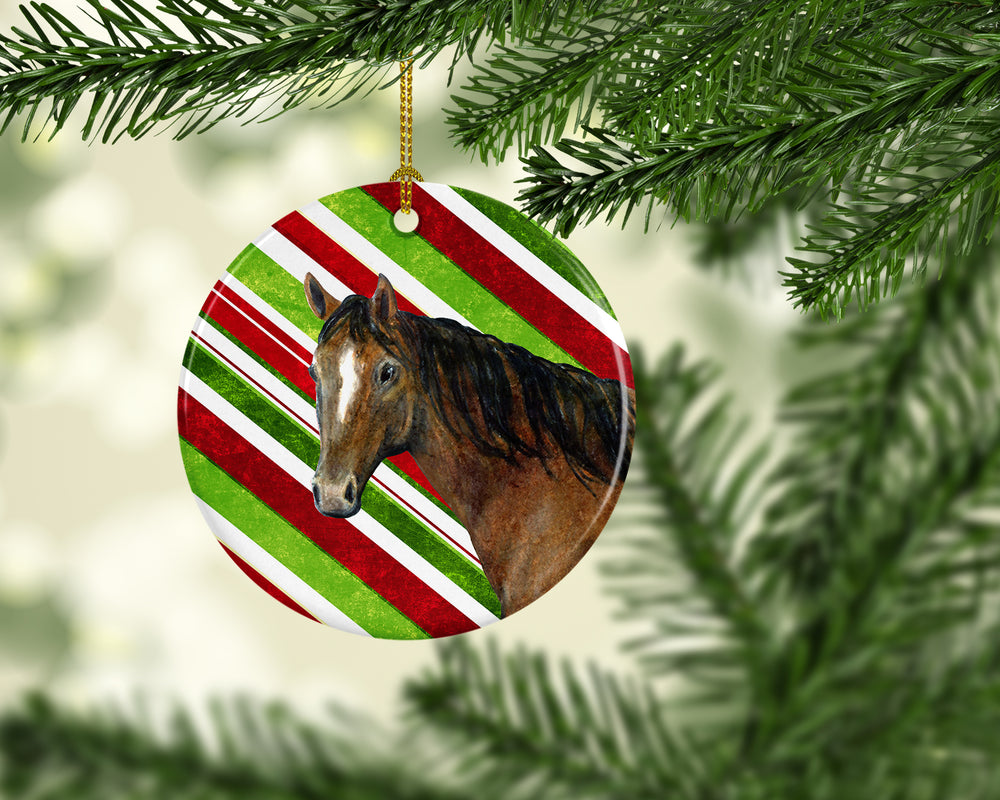 Horse Candy Cane Holiday Christmas Ceramic Ornament Image 2