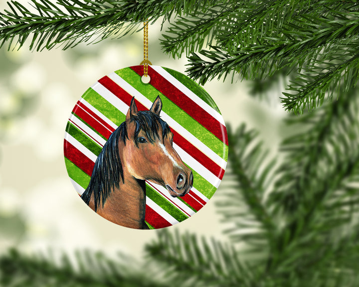 Horse Candy Cane Holiday Christmas Ceramic Ornament Image 2