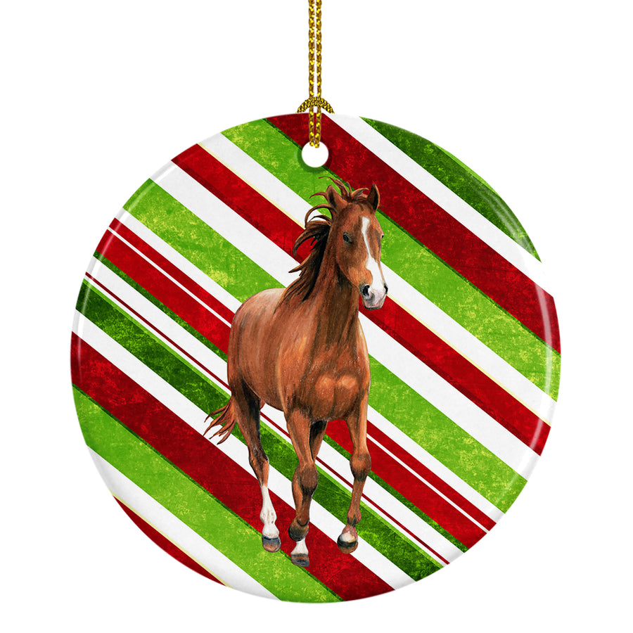 Horse Candy Cane Holiday Christmas Ceramic Ornament Image 1