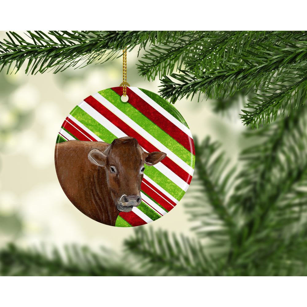 Cow Candy Cane Holiday Christmas Ceramic Ornament Image 2