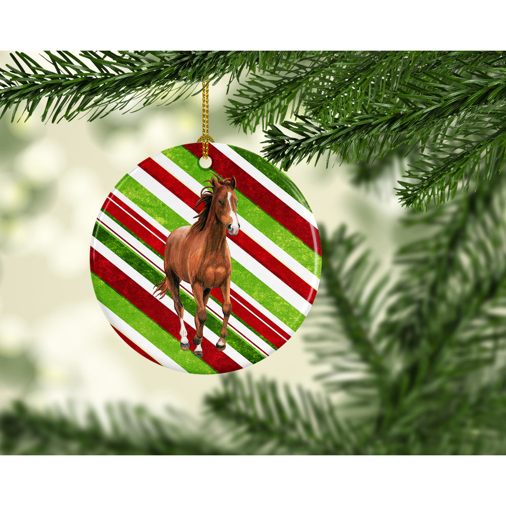 Horse Candy Cane Holiday Christmas Ceramic Ornament Image 2