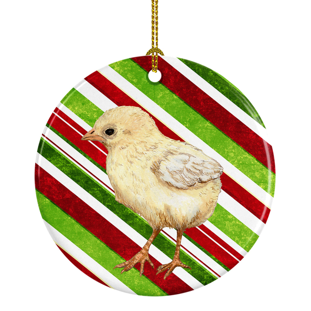 Baby Chick Candy Cane Holiday Christmas Ceramic Ornament Image 1