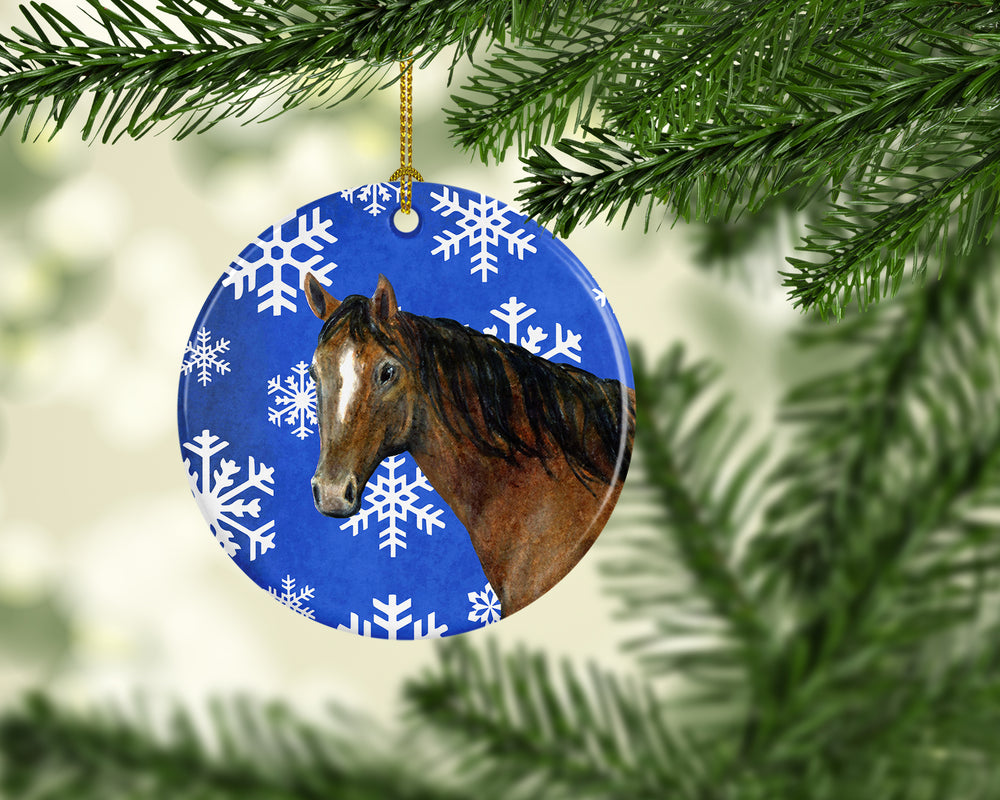 Horse Winter Snowflakes Holiday Ceramic Ornament Image 2