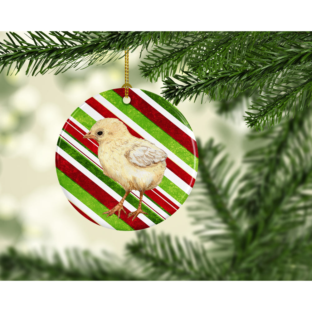 Baby Chick Candy Cane Holiday Christmas Ceramic Ornament Image 2