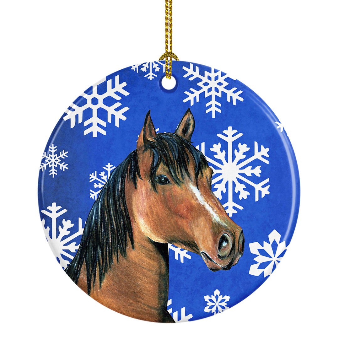 Horse Winter Snowflakes Holiday Ceramic Ornament Image 1