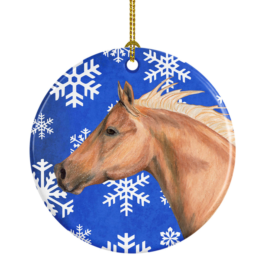 Horse Winter Snowflakes Holiday Ceramic Ornament Image 1