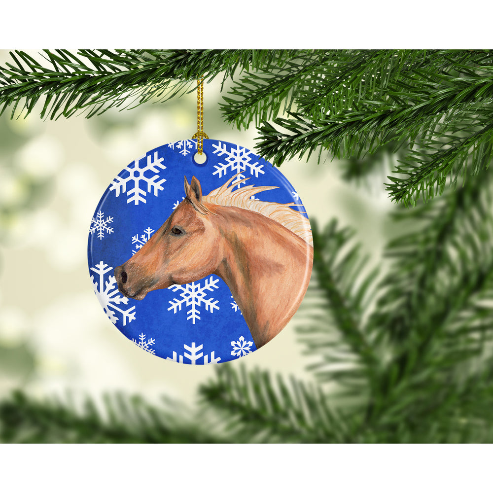 Horse Winter Snowflakes Holiday Ceramic Ornament Image 2