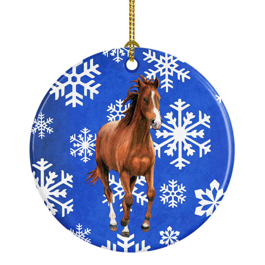 Horse Winter Snowflakes Holiday Ceramic Ornament Image 1