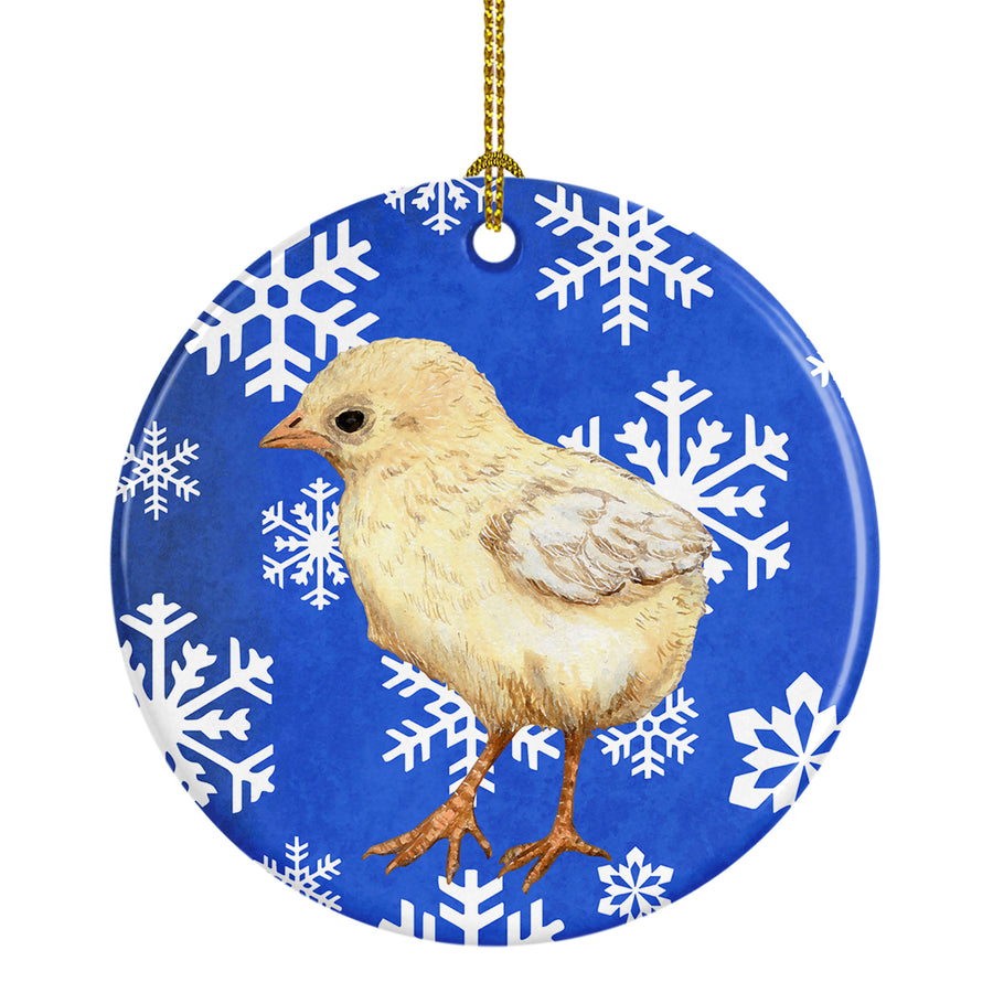 Baby Chick Winter Snowflakes Holiday Ceramic Ornament Image 1