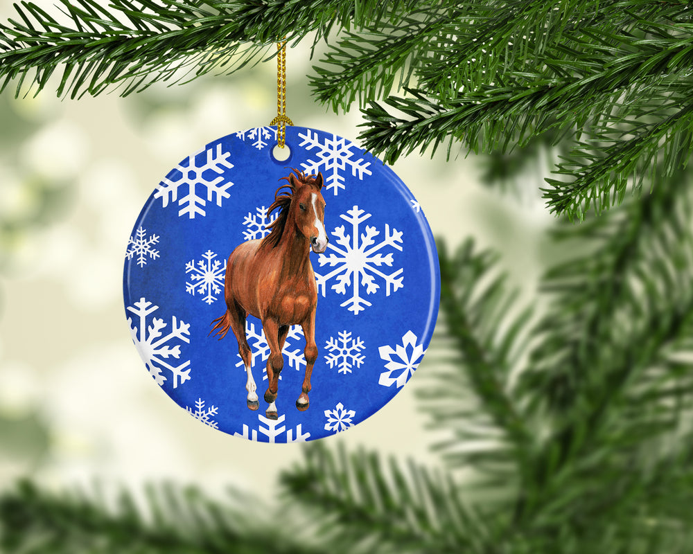 Horse Winter Snowflakes Holiday Ceramic Ornament Image 2