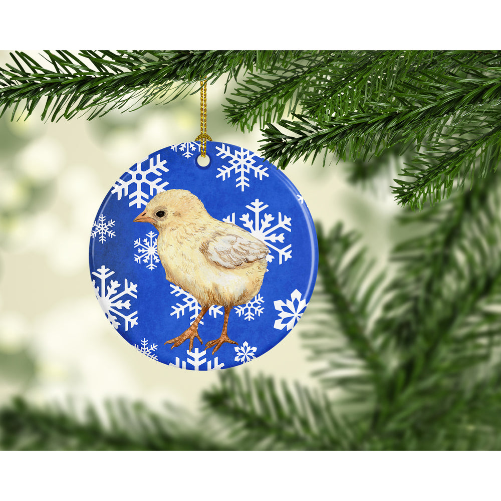 Baby Chick Winter Snowflakes Holiday Ceramic Ornament Image 2