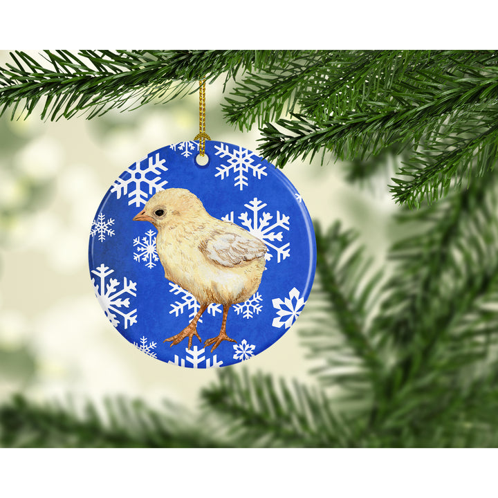 Baby Chick Winter Snowflakes Holiday Ceramic Ornament Image 2