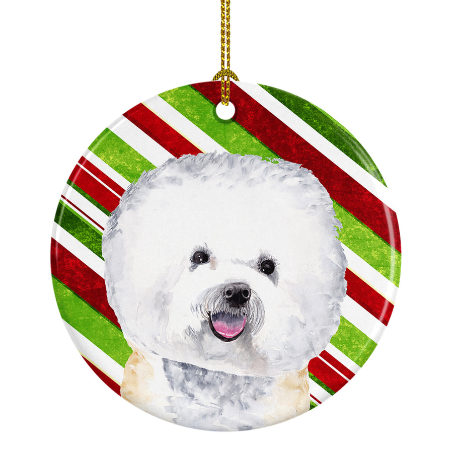 Bichon Frise Candy Cane Holiday Christmas Ceramic Ornament SC9322 Image 1