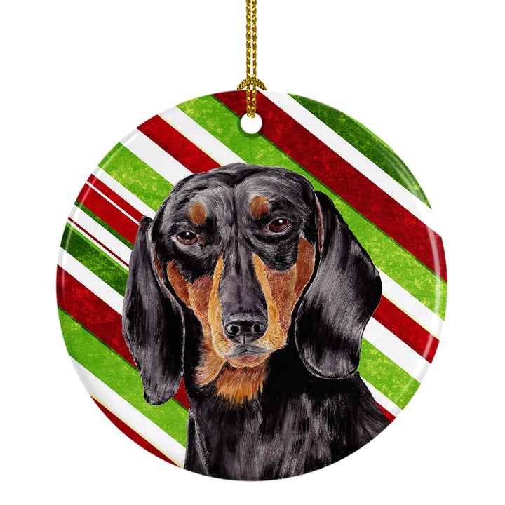 Dachshund Candy Cane Holiday Christmas Ceramic Ornament SC9323 Image 1