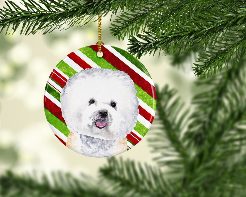 Bichon Frise Candy Cane Holiday Christmas Ceramic Ornament SC9322 Image 2