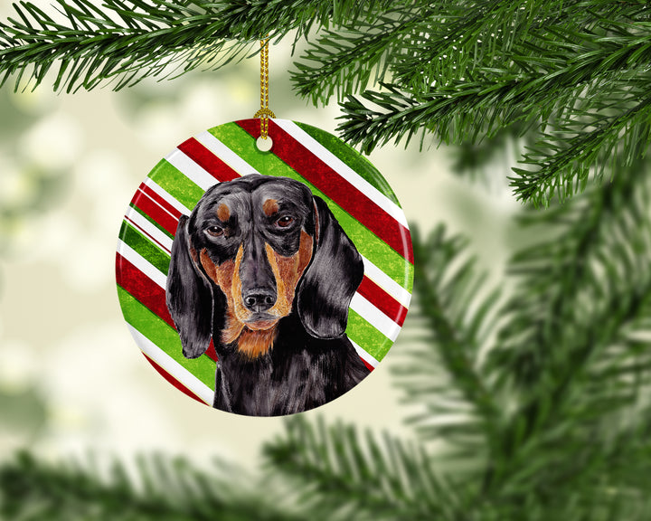 Dachshund Candy Cane Holiday Christmas Ceramic Ornament SC9323 Image 2