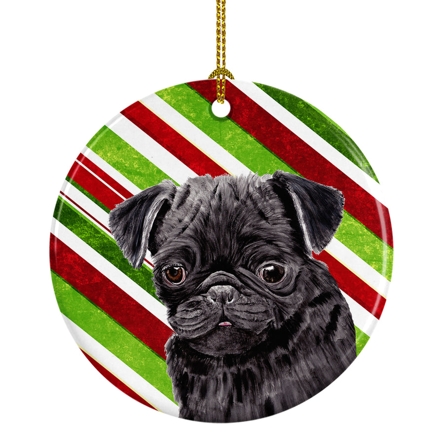 Pug Candy Cane Holiday Christmas Ceramic Ornament SC9326 Image 1