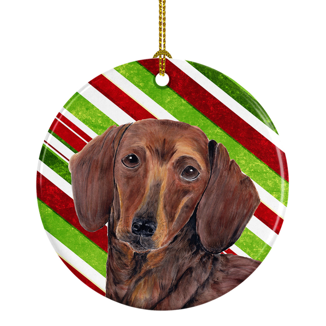 Dachshund Candy Cane Holiday Christmas Ceramic Ornament SC9328 Image 1